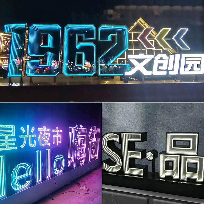 Colorful abyss luminous characters 3D landscape characters Melaleuca mirror custom Internet celebrity neon bar billiards hall door sign