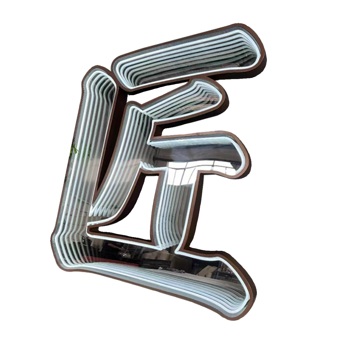 Luminescent characters thousands of mirrors abyss 3d dazzle color net red wall tunnel mirror outdoor stereoscopic landscape character door head sign customization