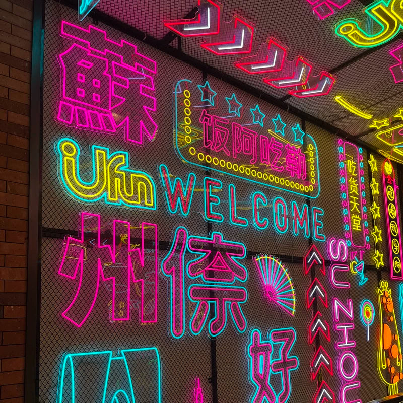 LED neon luminous characters billboard lasagna mirror abyss characters letter signs wedding bar ins custom-made