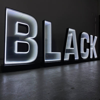 Luminescent characters thousands of mirrors abyss 3d dazzle color net red wall tunnel mirror outdoor stereoscopic landscape character door head sign customization