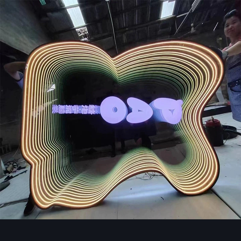 Abyss mirror Melaleuca mirror custom neon light luminous characters creative light box bar Internet celebrity background advertising signs custom
