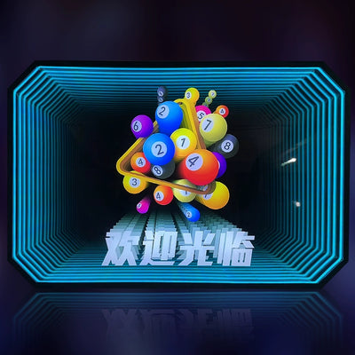Abyss mirror Melaleuca mirror custom billboard billiard hall chess and card room KTV background wall luminous word brick floor tile light box