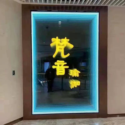 Internet celebrity wall lasagna mirror, bar tempered glass neon abyss light box, infinite extension abyss mirror luminous characters