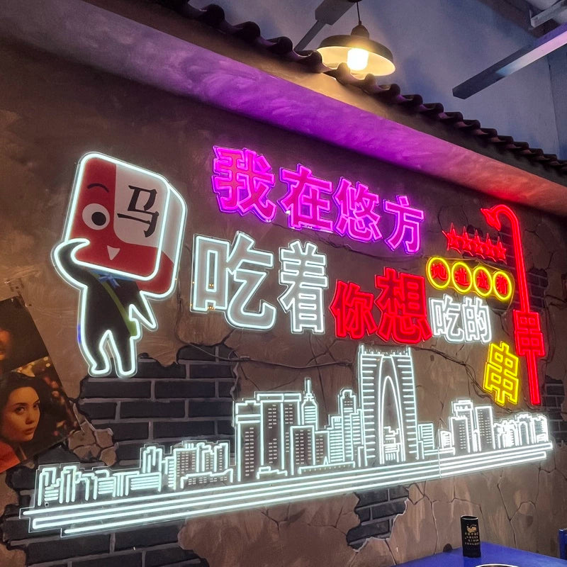 LED neon luminous characters billboard lasagna mirror abyss characters letter signs wedding bar ins custom-made