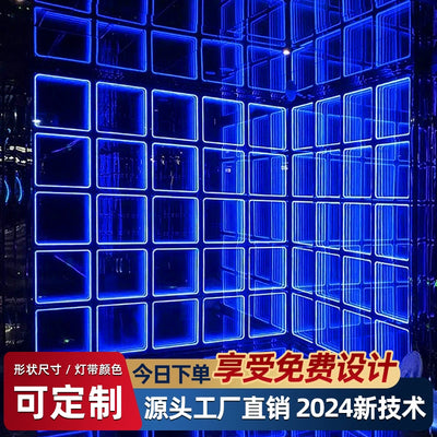 Abyss mirror Melaleuca mirror custom billboard billiard hall chess and card room KTV background wall luminous word brick floor tile light box