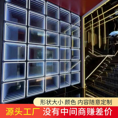 Abyss mirror Melaleuca mirror custom billboard billiard hall chess and card room KTV background wall luminous word brick floor tile light box