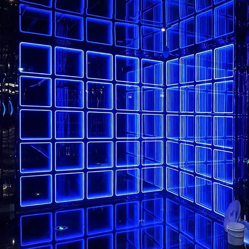 Abyss mirror Melaleuca mirror custom billboard billiard hall chess and card room KTV background wall luminous word brick floor tile light box
