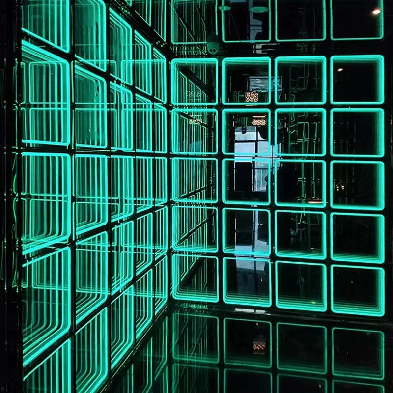 Abyss mirror Melaleuca mirror custom billboard billiard hall chess and card room KTV background wall luminous word brick floor tile light box