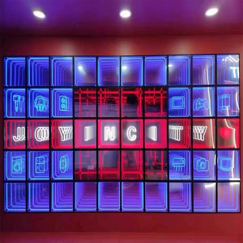Abyss mirror Melaleuca mirror custom neon light luminous characters creative light box bar Internet celebrity background advertising signs custom