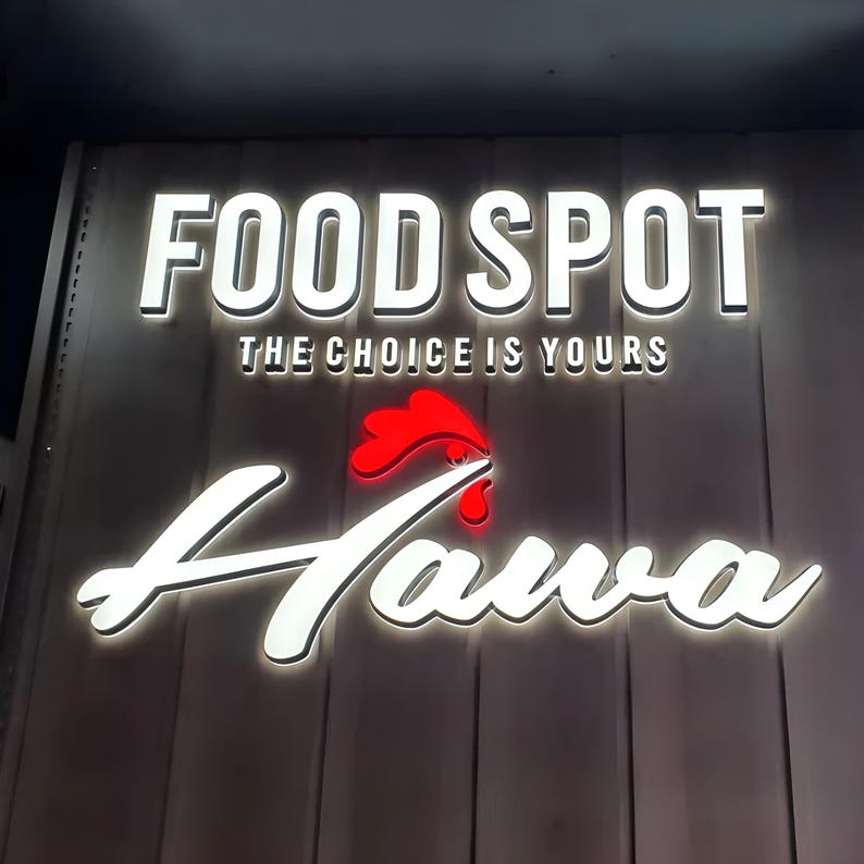 3D Acrylic Front-Lit Sign, Channel Letters, Custom Business Sign, Metal Backlit Sign, Restaurant Signage, Logo Sign, Outdoor Storefront Sign