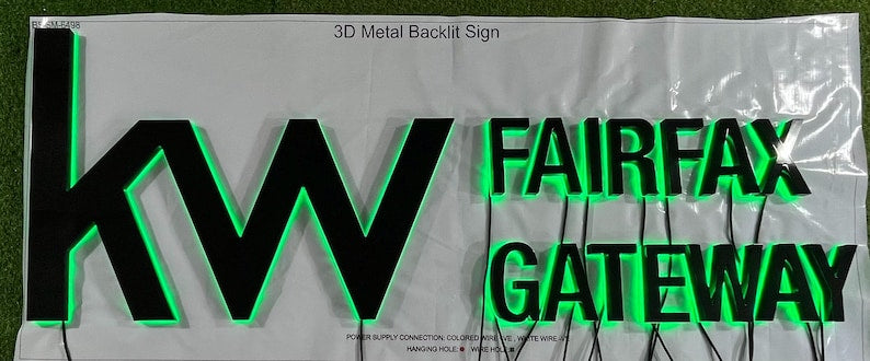 Backlit Business Sign, Halolit Logo Sign, Metal lit Signs for Business, Outdoor Sign, Sign for office, Storefront sign, Custom 3D Signboard