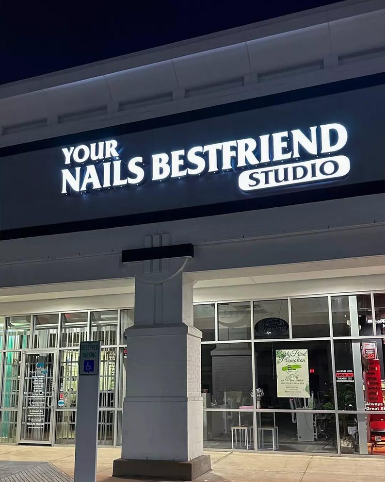Business Sign Outdoor, Nail Studio Sign, 3D Front-Lit Sign, Custom Business Sign,Metal Backlit Sign, Beauty Salon Sign, Storefront Logo Sign