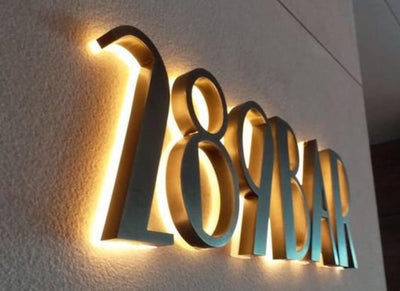 Custom Metal Backlit Sign - LED Business Logo Sign - Personalized Storefront Sign - Light Up Wall Letters for Shop, Office, Bar, Cafe