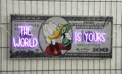 Dollar neon sign, The world is yours neon, Dollar neon art, Dollar light sign, Money neon, Money wall art, Money pop art, Pop art neon sign