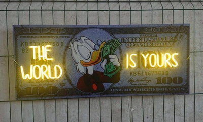 Dollar neon sign, The world is yours neon, Dollar neon art, Dollar light sign, Money neon, Money wall art, Money pop art, Pop art neon sign